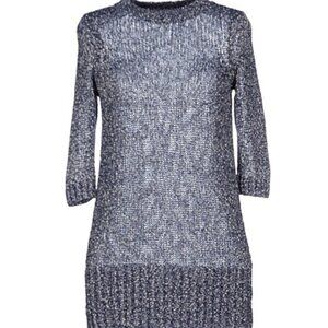 See By Chloe Sweater, Navy Blue Melange, Short Sleeve Jumper, Cotton